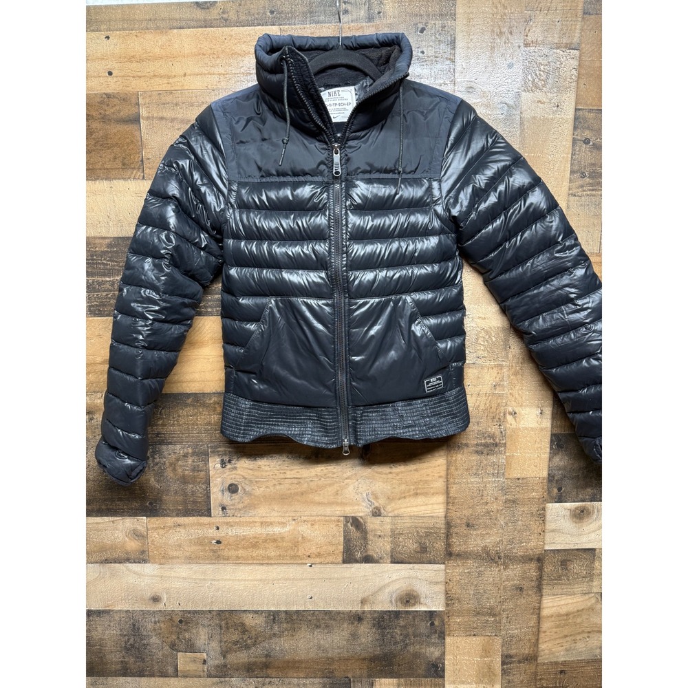 Nike Down Fill Puffer Jacket Black Full‎ Zip Hooded Engineered XS